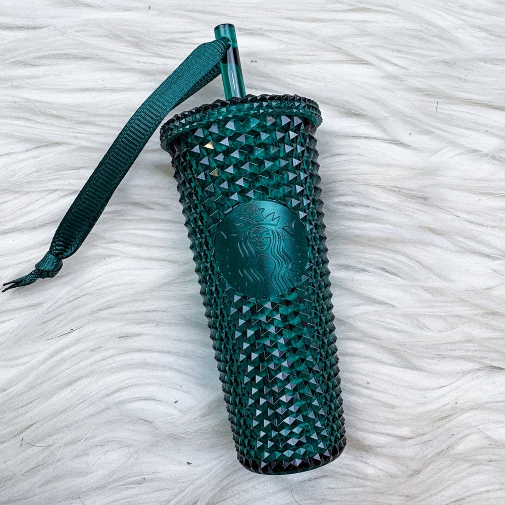 Starbucks Studded Ornament Keychain China 2022 Holiday Bling Emerald Green NEW